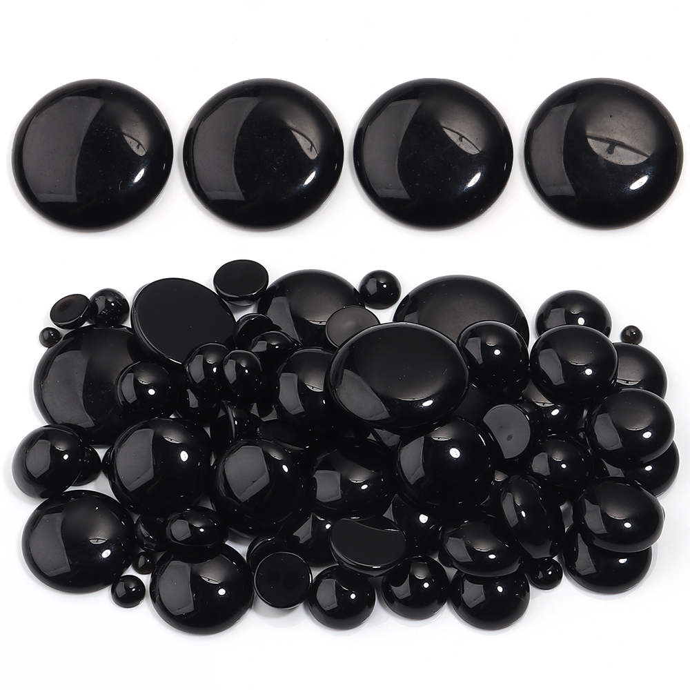 Jewelry Making Gemstones - 5/10pcs Natural Stone Cabochon Black Agate